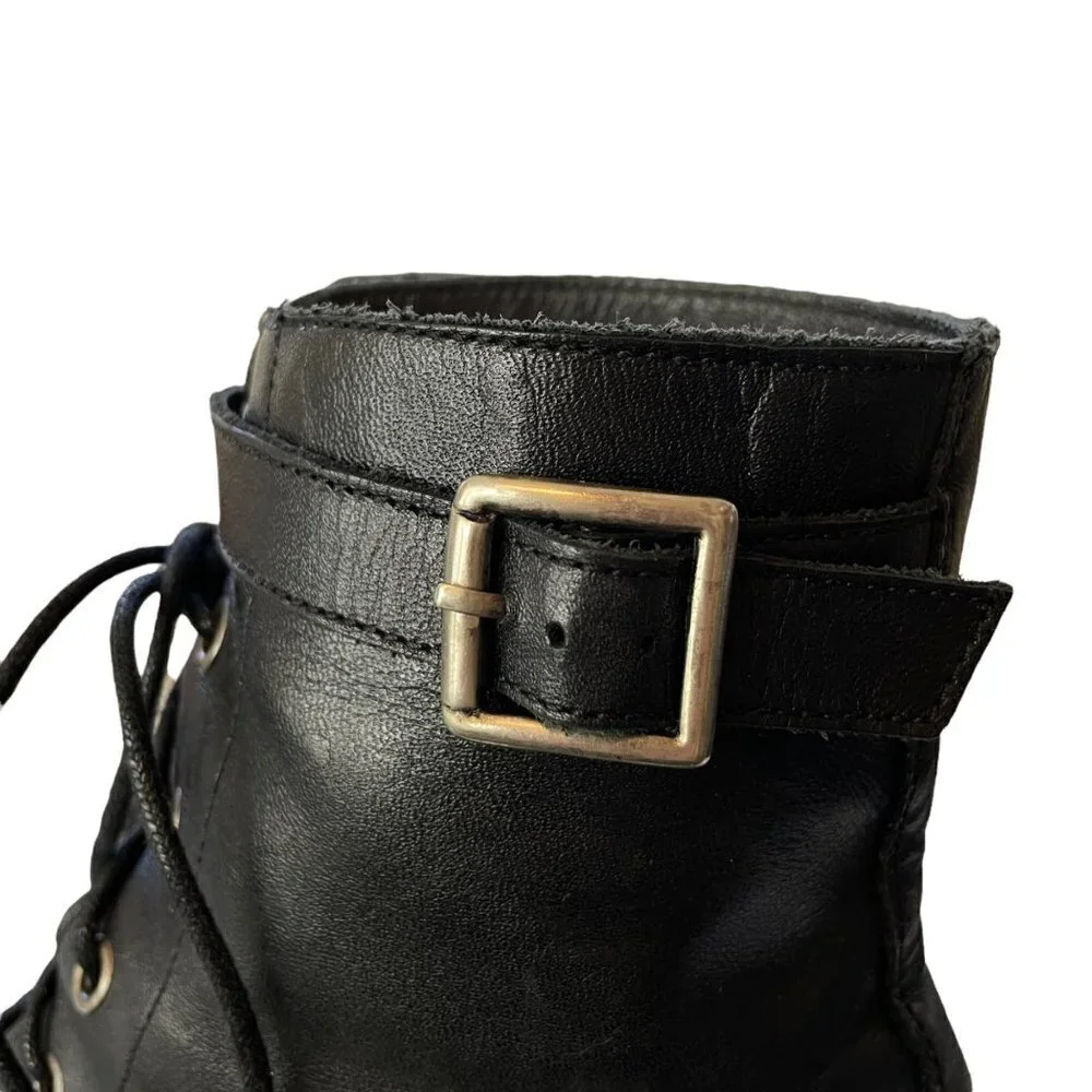 Rachel Comey Dame Kidskin Leather Lace Up Combat Boots Black Size 8.5 - Picture 7 of 12